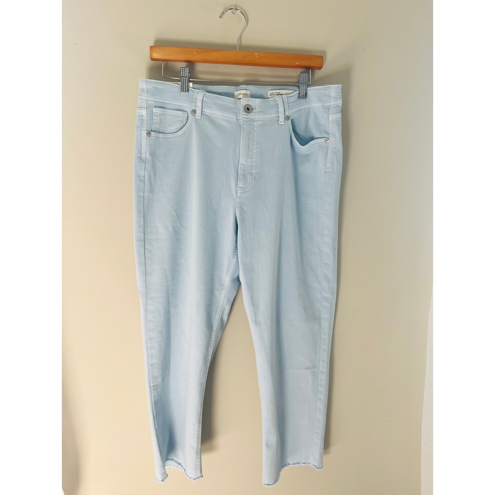 J. Jill High Rise Straight Leg Crop Jeans Light Blue Raw Hem Size 12 NEW